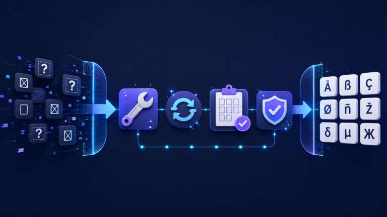 Broken Unicode glyphs being repaired into correctly displayed small text